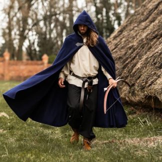 Cape unisexe en laine bleue