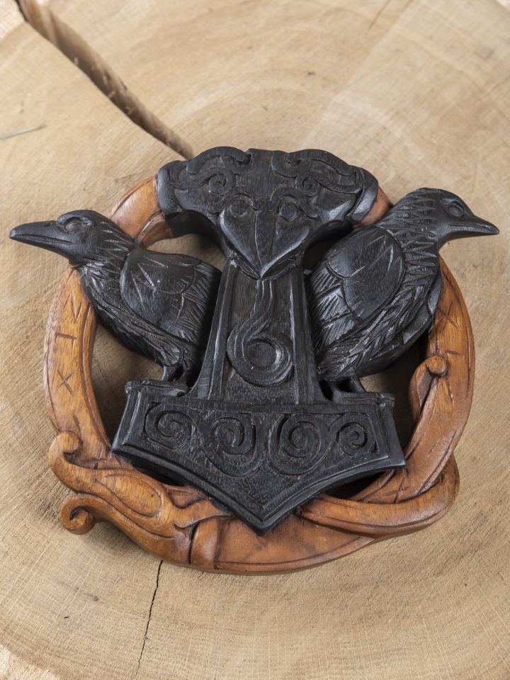 Décoration murale Hugin & Munin avec marteau de Thor – Image 2